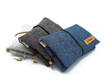 Tobacco bag/roller bag "Essex linen" color choice | Plain black gray blue