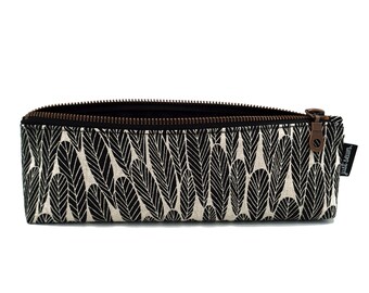 Pencil case/pen case "Leaves" Black | Metal zipper