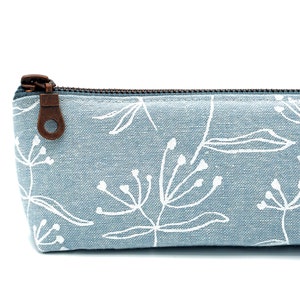 Pencil case/pen case Floral light blue Metal zipper image 2