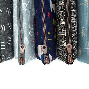 Pencil case/pen case Floral light blue Metal zipper image 9