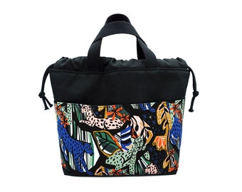 Project bag / craft bag "Leo Jungle" black