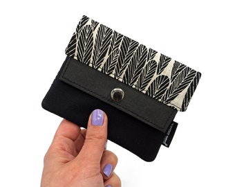 Small wallet "Leaves" Black | vegan