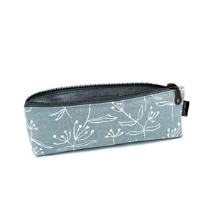 Pencil case/pen case Floral light blue Metal zipper image 1