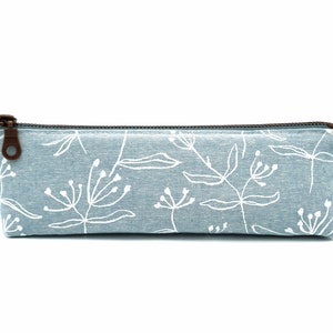 Pencil case/pen case Floral light blue Metal zipper image 8