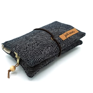 Tobacco pouch/rolling pouch &quot;Wogen&quot; | Waves | Indigo | Japanese tobacco pouch