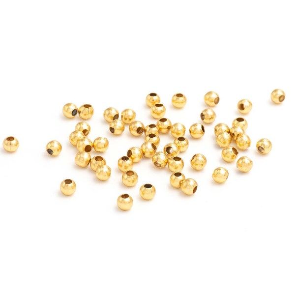 0,06 EUR/pièce. Perles intermédiaires en acier inoxydable de couleur or 2 mm 50 pièces de Vintageparts pour la confection de bijoux