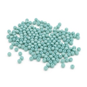 piccole perle di vetro satinato opaco 4 mm in turchese 200 pezzi
