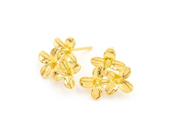 1,81 EUR/Stk. Blumen Ohrstecker  in goldfarben 15x14mm 2 Stück