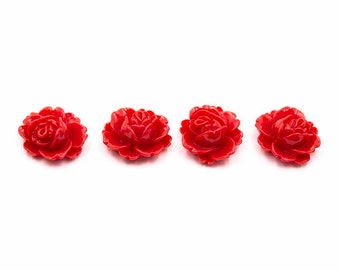 0,57 EUR/Stk. Cabochons als Seerose in rot 18x13 mm 4 Stück