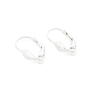 Fechos de alavanca com desenho de folha, em prata 925 com ilhós, 19 x 11 mm, 2 peças