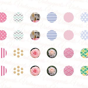 Foglio con motivo girlie per cabochon di diverse dimensioni