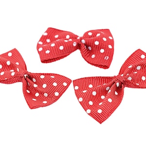 0,25 EUR/pièce. 10 nœuds en tissu rouge à pois, 4 cm