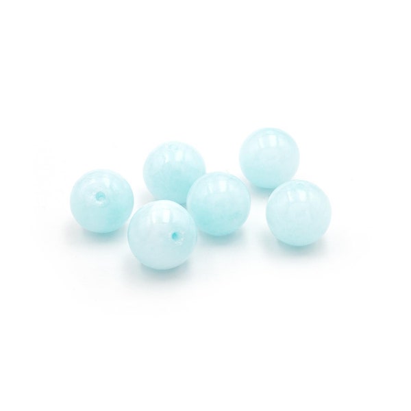 Jade beads in light blue 12mm 6 pieces, personally jewelry. Vintageparts DIY (0,58 EUR/pc. )