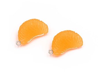 Pendant tangerine in orange 2 pieces. personally jewelry. Vintageparts DIY (1,11 EUR/pc. )