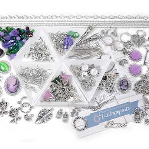Set Set per principianti IWA per realizzare gioielli in argento e set di perline viola verde, oltre 500 pezzi