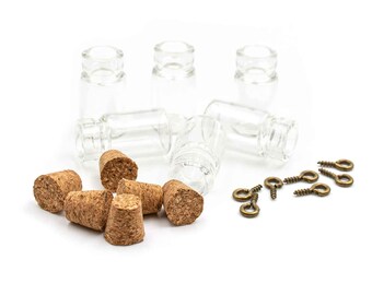 EUR 0.58/pc. Small fillable glass bottles with cork and eyelet 10 pieces