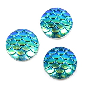 sparkling resin cabochons mermaid in blue for 12 mm settings 6 pieces