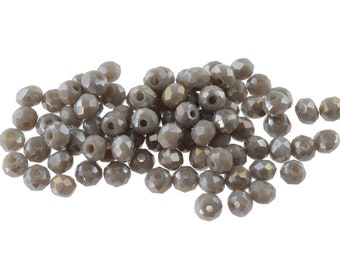 0.05 EUR/pc. 50 glass beads "Doll" in gray, 3 x 2 mm