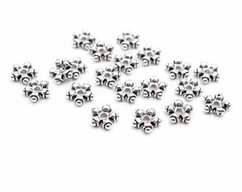 0,12 EUR/pièce. Vintageparts Perles d'espacement DIY en forme de fleur en argent antique 9 mm 20 pièces