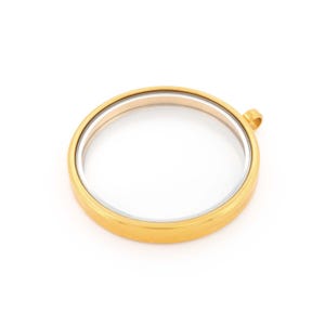 45 mm rostfritt stålglasmedaljong i guld med skruvförslutning, fyllbar för gör-det-själv-smycken och souvenirer