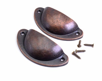 1.55 EUR/pc. Drawer handles shell handles in antique copper color 2 pieces