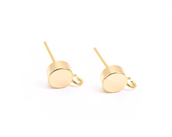 EUR 1.90/pc. round ear studs with suspension and 18K gold plating 2 pieces