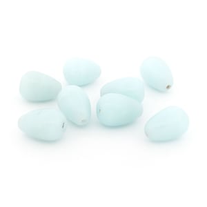 teardrop lampwork beads in light blue 16 x 11 mm 8 pieces Vintageparts make your own jewelry, pearl jewelry for women jewelry findings