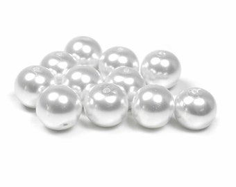 0,13 EUR/pièce. Perles de cire en verre blanches 12 mm 20 pièces