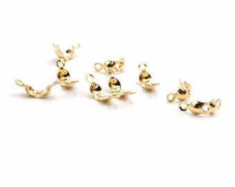 0,31 EUR/pz. Cappucci a crimpare fai da te Vintageparts con rivestimento in oro 18k 3 mm 10 pezzi