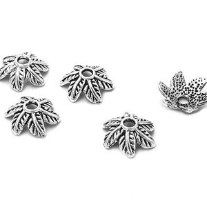 0.13 EUR/piece Pearl caps in the shape of leaves in antique silver for 11 mm 20 pieces