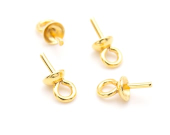 0,80 EUR/pieza. 4 colgadores de cuentas de acero inoxidable de color dorado para cuentas perforadas.