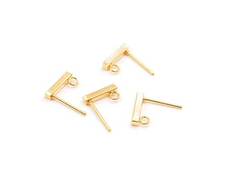 0.80 EUR/pc. Stud earrings with eyelet made of stainless steel in gold color, 4 pieces