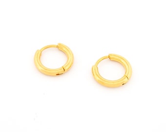 Hoop earrings made of 304 stainless steel 12 mm in gold-coloured ion-plated 2 pieces Vintageparts for making jewelry yourself