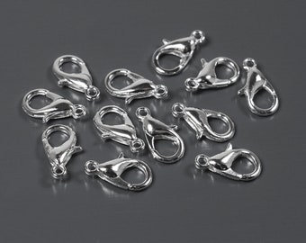 0,27 EUR/pz. 10 chiusure a moschettone 12 mm argento