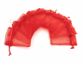 0,30 EUR/pz. Sacchetti di organza in rosso 8 x 6 cm 10 pezziVintageparts DIY