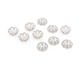 Bead caps 7 mm in flower shape made of 304 stainless steel 10 pieces handmade jewelry vintageparts DIY