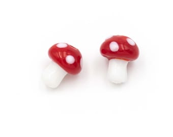 Handmade LampworkBeads as mushroom 2 pieces (1,49 EUR/pc.)