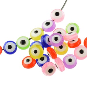 0.23 EUR/piece Acrylic beads with a Nazar Boncugu in color mix 8 mm 10 pieces