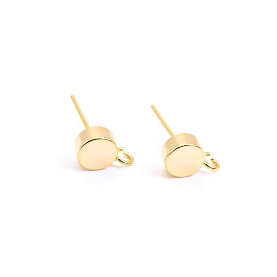 runde Ohrstecker mit Aufhängung und 18K Goldbeschichtung 2 Stück