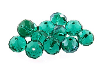 0,19 EUR/Stk. 12 Glasschliffperlen in cyan, 10 mm