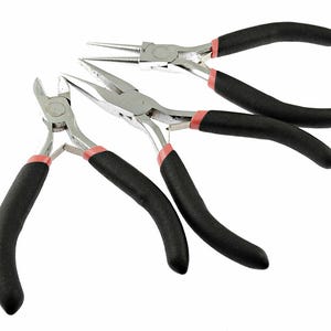 Pliers set, round-nose pliers, flat-nose pliers and side cutters