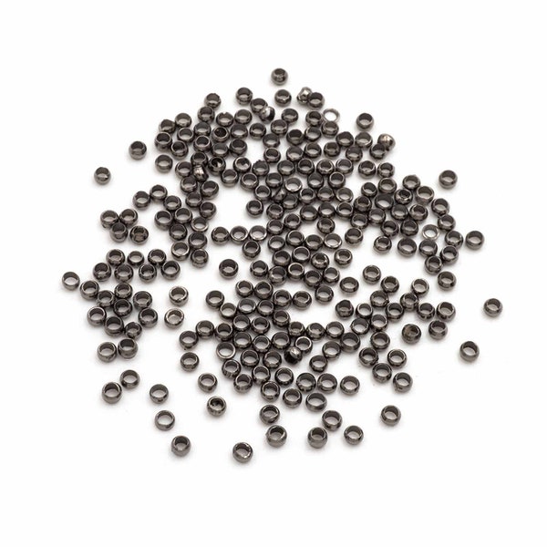 Quetschperlen aus Messing in Gunmetal 2,5x1,5mm, 5 Gramm Vintageparts DIY (0,50 EUR/g)