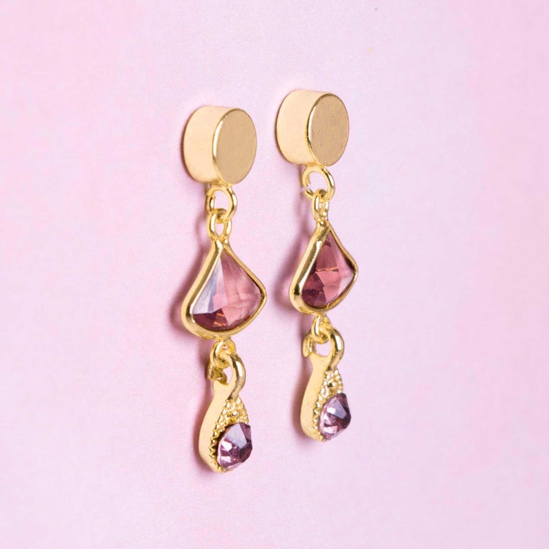Pendientes redondos con gancho y baño de oro de 18 quilates, 2 piezas imagen 2