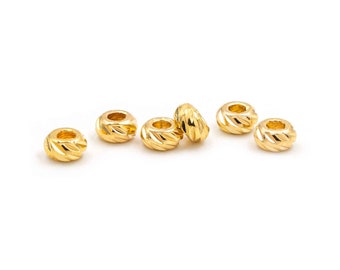 EUR 0.52/pc. Vintageparts DIY Decorated Brass 18k Gold Plated Spacer Beads 3 x 2mm 6pcs