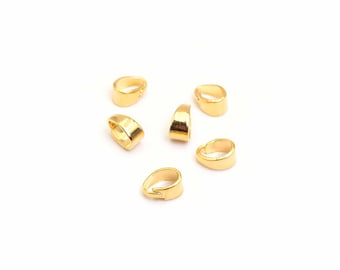 0,62 EUR/Stk. Collierschlaufen aus Messing 18k Goldbeschichtung 6 mm 6 Stück