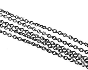 1.15 EUR/meter 2 m link chain in gunmetal, 2 x 2.5 mm