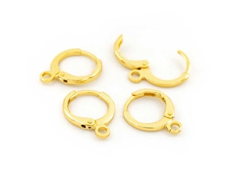 1,21 EUR/pièce. Vintageparts Boucles d'oreilles créoles DIY en laiton plaqué or 18 carats 12 mm 4 pièces