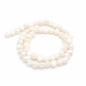 0.24 EUR/piece Freshwater cultured pearls in white 7x5x5 mm 1 strand from Vintageparts for making jewelry