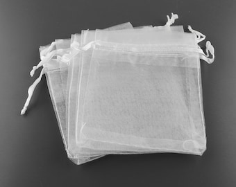 10 organza bags in white, 8 x 10 cm Vintageparts DIY (0,35 EUR/pc.)