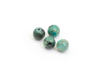 Natural turquoise beads in green 6mm 4 pieces Vintageparts DIY (0,84 EUR/pc.)